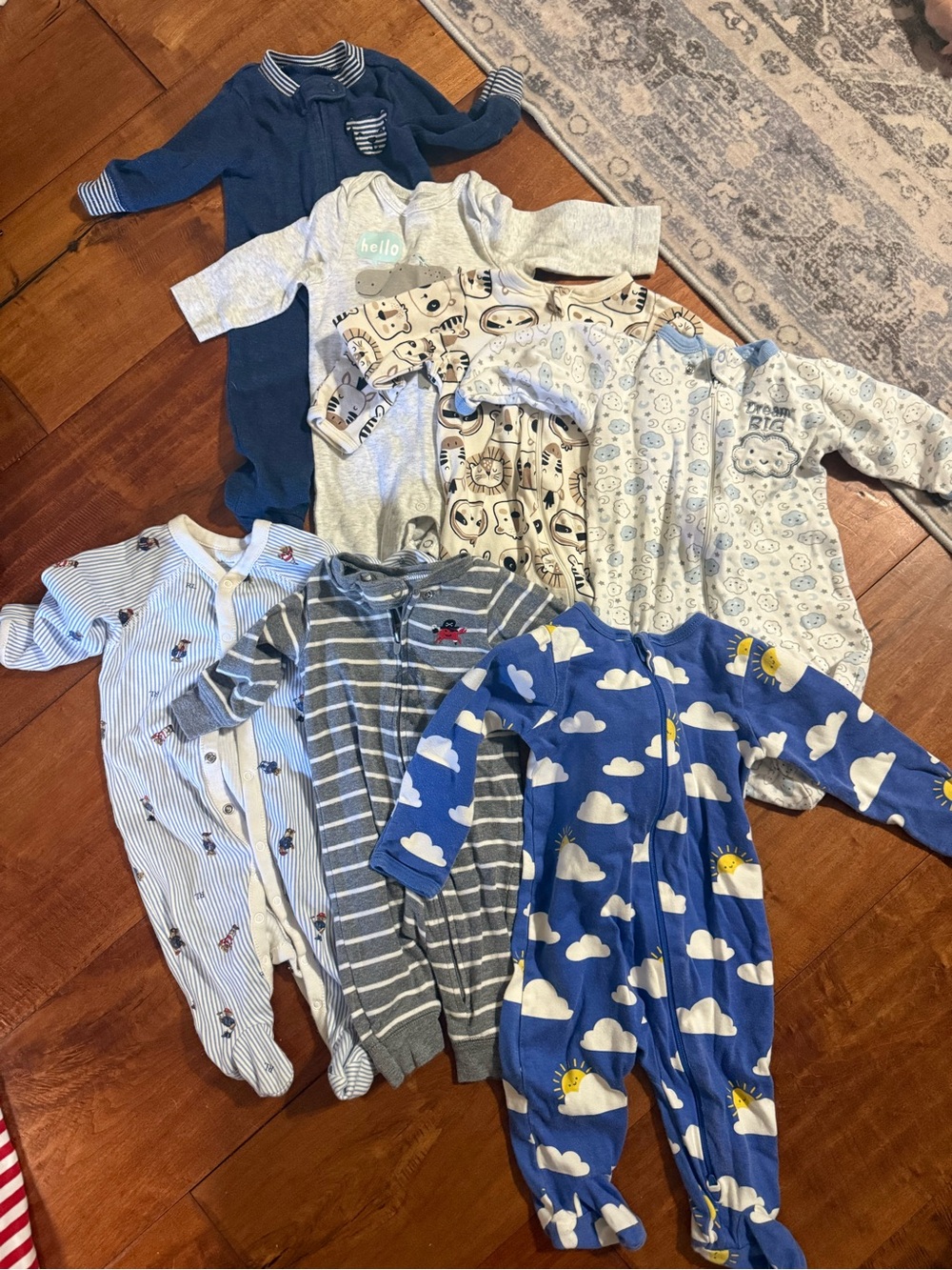 Bundle of 7 Baby Boy Pajama one-piece sets